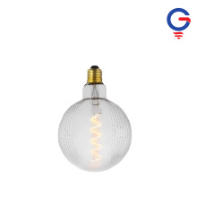 Clear Spherical Ribbed Glass LED Bulb