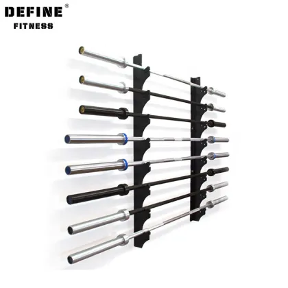 Fitness Gym: Wall-Mounted Barbell Rack and Barbell Holder Solutions