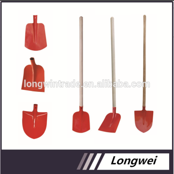German style steel garden shovel with long wooden handle