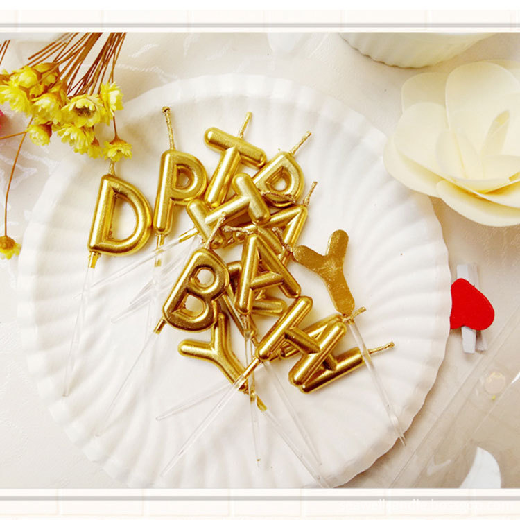 Gold Birthday Letter Candles