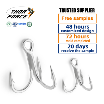 THORFORCE High Carbon Steel Three-Pronged Treble Hooks for Sea Fishing