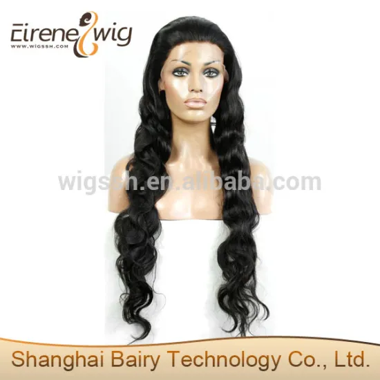 Eirene hot selling thick long black human hair lace wig curly lace front wigs for woman
