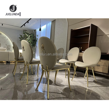 Designer Dining Chair: Custom Furniture Lion Decor Natural Copper Gold Leather and Steel Chair