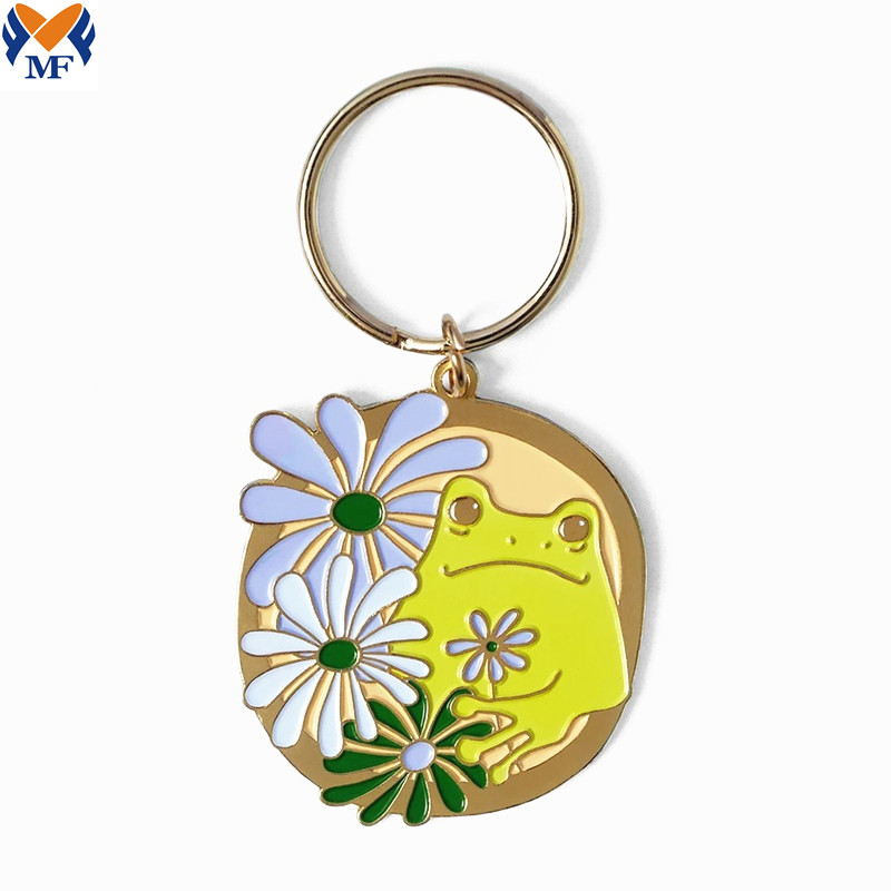 Metal Custom Flower Design Frog Keychain