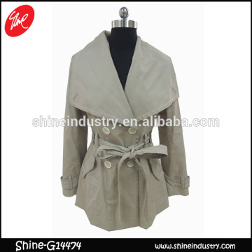 Spring and autumn large collar lady windbreak