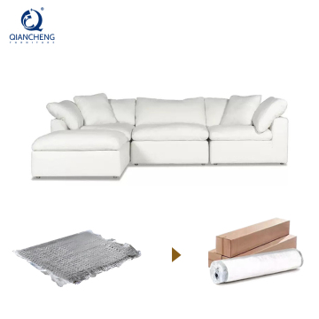 Sofa keratan modular putih yang ditetapkan untuk ruang tamu kecil