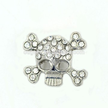 Fashion distinctive skull leather cord connector with stone zinc alloy jewelry accessories