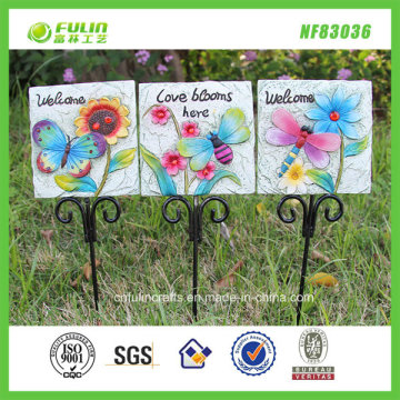 Resin Welcome Sign Garden Flower Stake (NF83036)