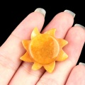 Yellow Jade 28MM Sun Ornament for Home Decoration Handmade Craved Stone Solar