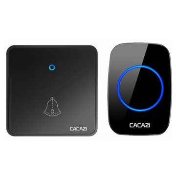 CACAZI Home Wireless Doorbell Waterproof 300M Remote 60 Chimes CR2032 Battery Transmitter Night Light Receiver US EU UK Plug