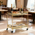 Elegante carrito de servicio de nivel de oro con ruedas seguras