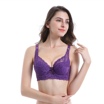 Hot Selling Women's Plus-Size Lace Bra with Underwire and Gathered Cups: Beautiful Back Lingerie for Thin Women