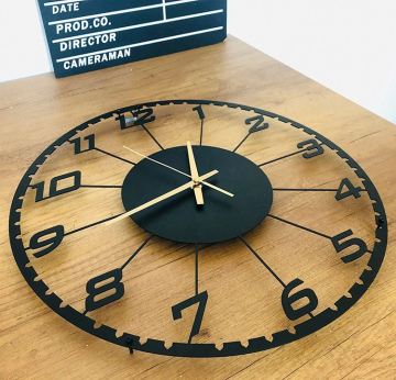 Silent Black 30 Inch Metal Wall Clock for Home and Hotel Decor