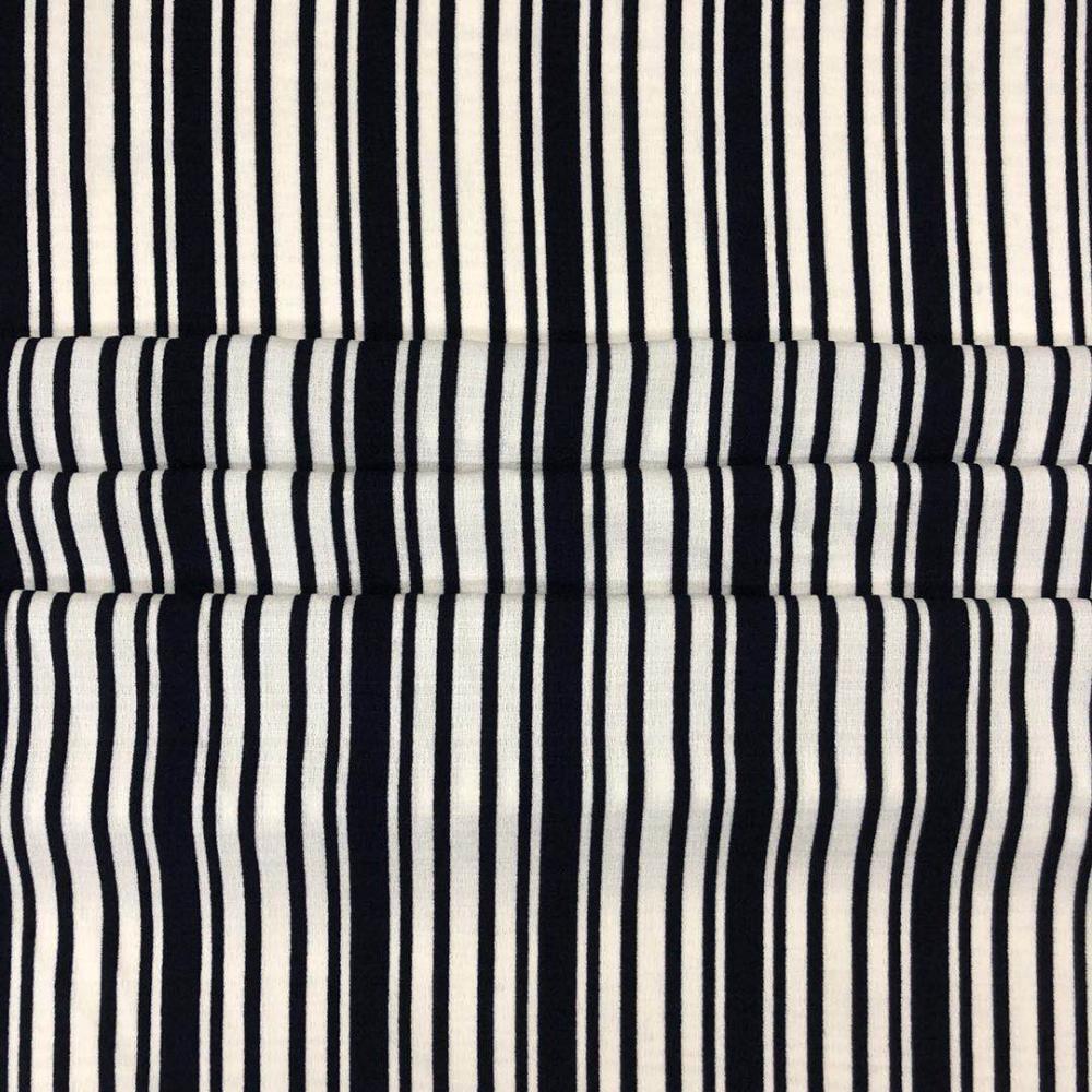 Printed Stripe Crepe Poly Fabric