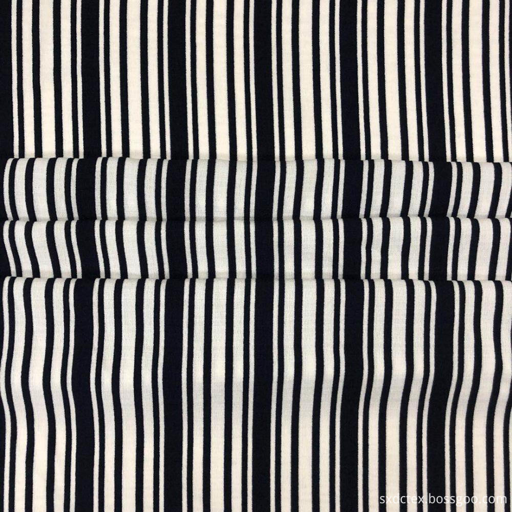 Printed Stripe Crepe Poly Fabric