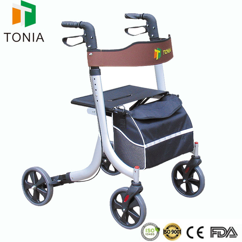 TONIA foldable aluminum rolling walker rollator for indoor or outdoor use TRA11 Silver