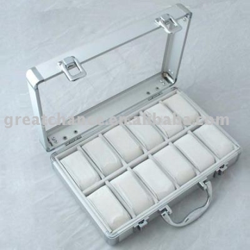 Acrylic Cover Aluminum 12 Watches Storage Presentation Case