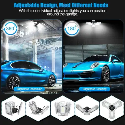 80W LED Shop Lights | Garage & Workshop Ceiling Lamps | Deformable LED Garage Lighting