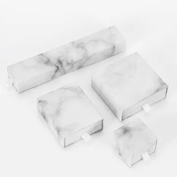 Marble Kraft Paper Jewelry Box With Black Sponge