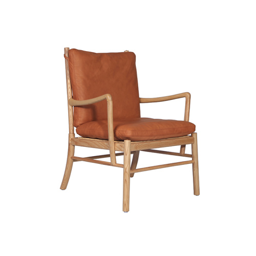 Chaise à manger en bois en cuir marron moderne