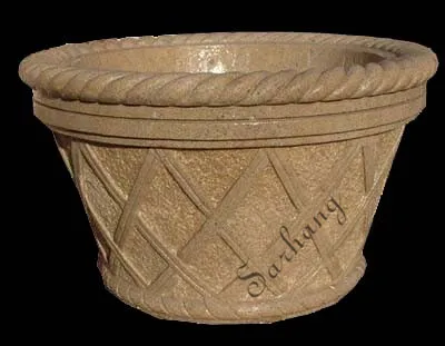 Natural Marble Planter and Vase outside, marble planter