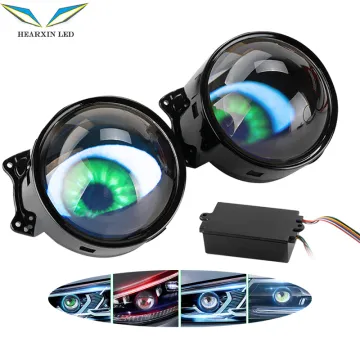HearxinLED 3 Inch Car Demon Devil Eyes Lenses with 17 Modes - 12V WIFI Control Kit