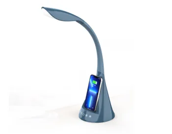 RGB CCT Dimmable LED Desk Lamp with Wireless Charging - Blue Model, 700LM