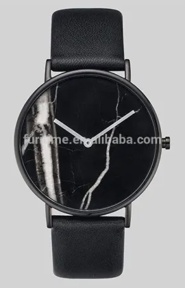 marble slim stone dial watch