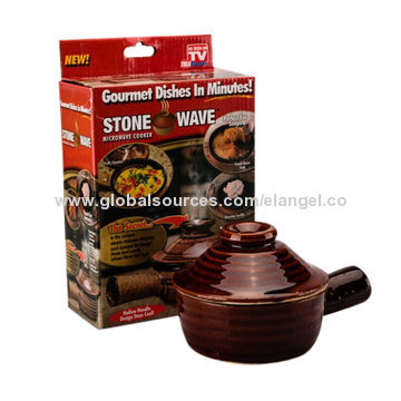 Stone Wave Microwave Cooker to Make Omelets, Soups/Desserts, Made of Non-stick Ceramics, Cool Touch
