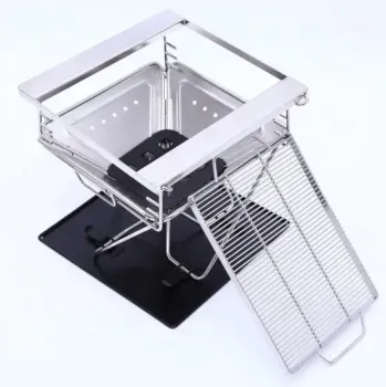 Stainless Steel Foldable Outdoor Charcoal BBQ Grill and Smoker for Camping