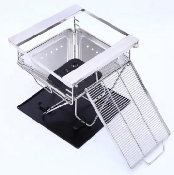Stainless Steel Foldable Outdoor Charcoal BBQ Grill and Smoker for Camping