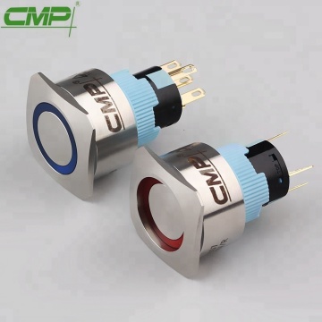 22mm momentary/latching waterproof square stainless on/off button switch