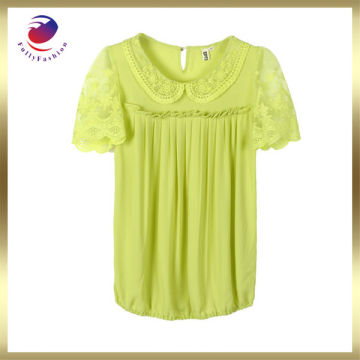 new fashion lace blouse designs short sleeve green style
