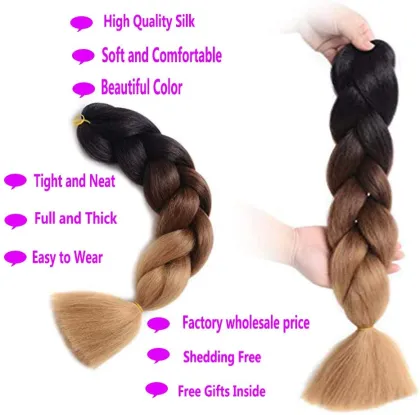 Synthetic braiding hair yaki ombre braiding pre stretched super jumbo hair crochet braids for african hair extension