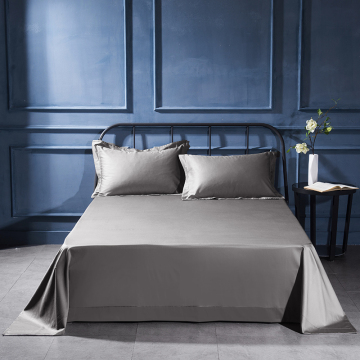 Metal Gray 3 PCS 100% Egyptian Cotton Solid Flat Sheet Set