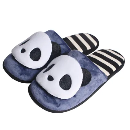 Cheap Soft Cute Panda Cartoon Character fuzzy slippers