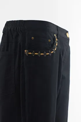 Ladies solid navy trousers