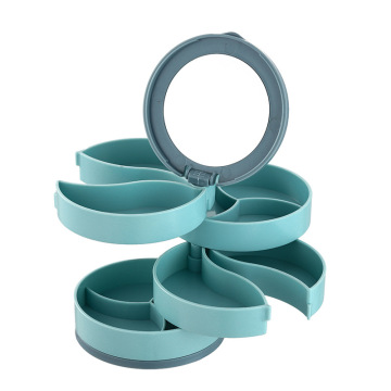 Aoniu Desktop Jewelry Box: 4 Layers, 360 Degree Rotating, Ideal for Jewelry, Cosmetics, and Bedroom Storage