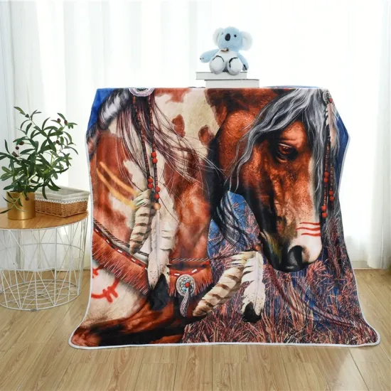 Amazon Hot Sale Artistic Printing Horse Photo Blanket Set Kids Soft Animal Cartoon Unicorn Blanket for Girls And Boys