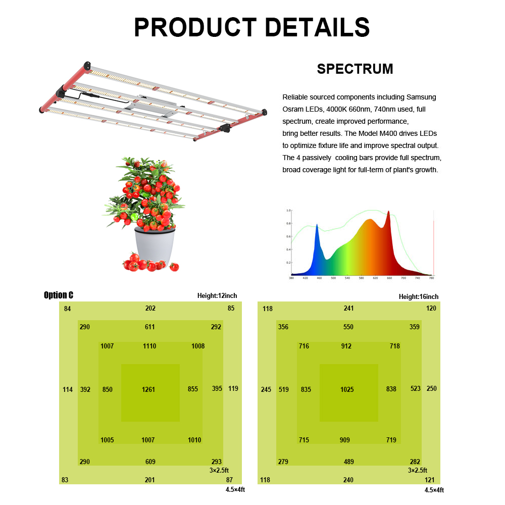 Augmenter le rendement 400 W LED pliable pousse la lumière