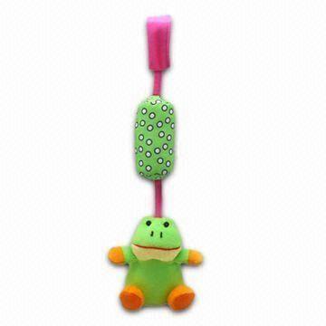 Tag Along Baby Stuffed Soft Toy in Frog Design, with Squeaker, Made of Soft Velour and Polyester