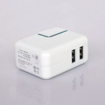 Over Voltage 5.0v-1a/2a 2 Usb Ac Charger Adapter For Iphone / Ipad / Ipod / Mobile Phone