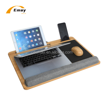 Portable Bamboo Lap Desk with Pillow Wrist Rest, Phone Stand, and Mouse Pad