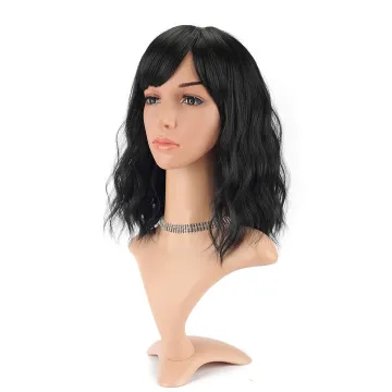 Fashion Woman Wigs Brown Black Woman Wig Bob Short Synthetic Wig Wavy Curly Colored Natural with bang Heat-resisting Soft Hair