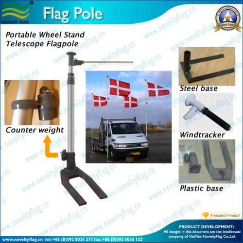 6m Portable Telescopic Car-Wheel Flagpole (NF21M01004)