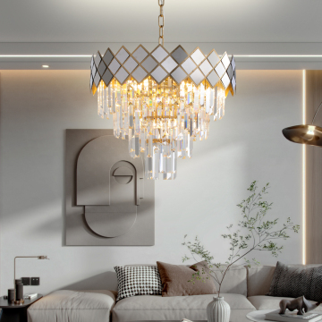 Hot Sale Luxury Aluminum Lámparas Silver Chrome Crystal Chandelier Modern