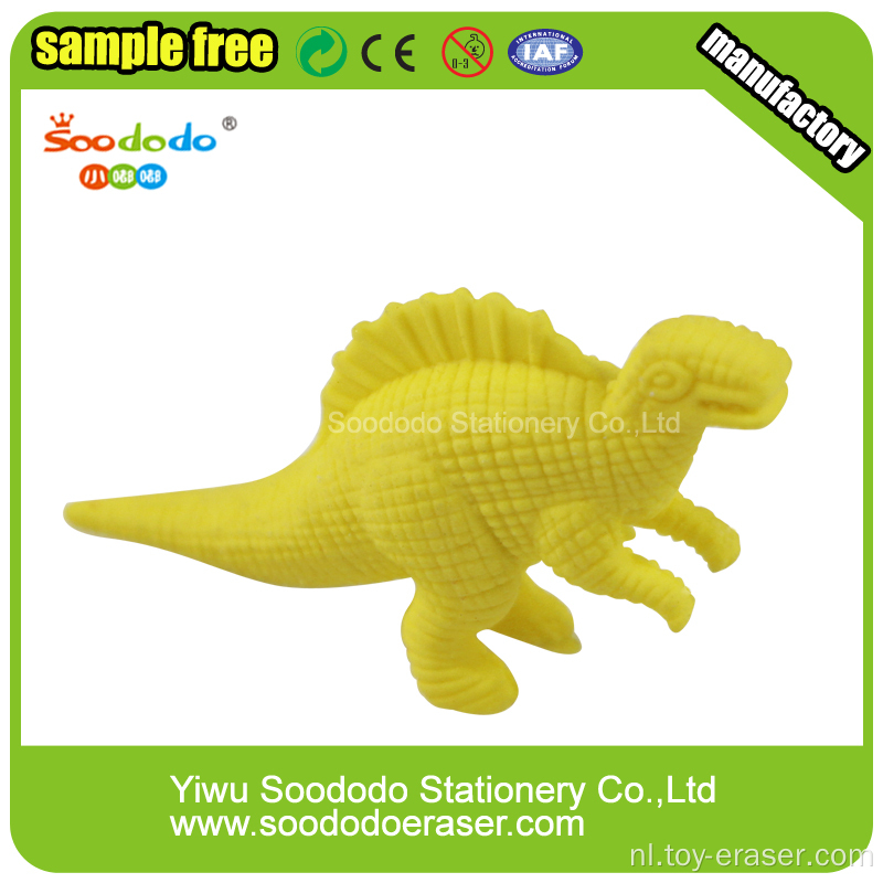 Yellow Dinosaur Shaped Eraser, Rubber Dinosaur speelgoed gum