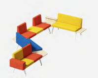 Modern Luxury Soundproof Fabric Sofa Bed Set with Metal Base for Home Office or Public Areas