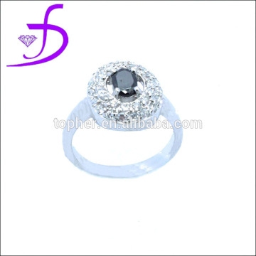 Black CZ ring silver ring with black CZ