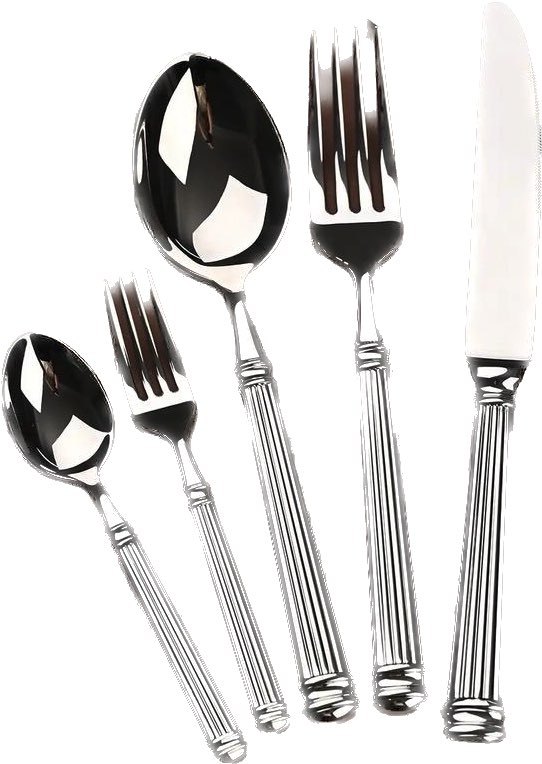 Stainless steel knife, fork and spoon